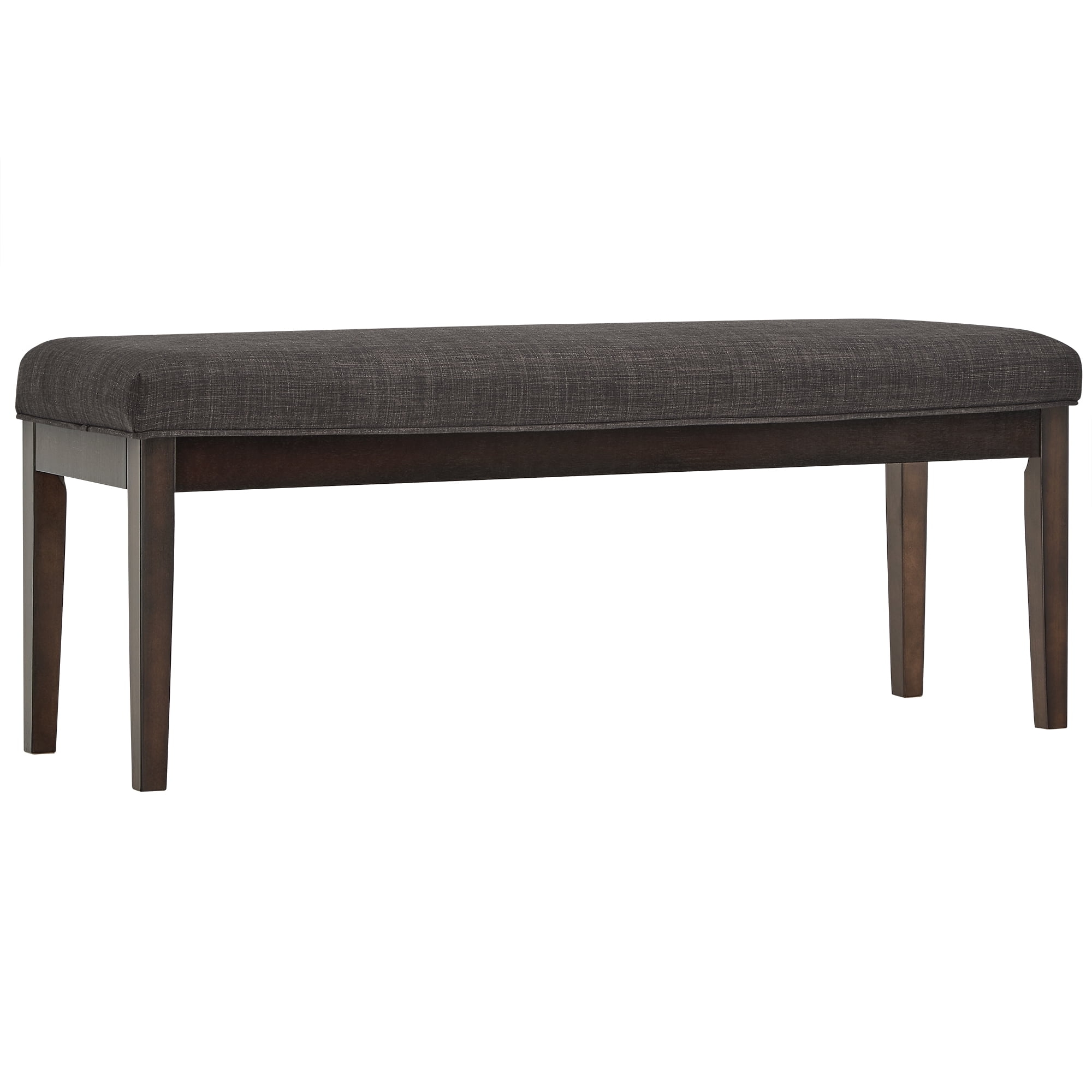 Chelsea Lane Espresso Wood Linen Upholstered Bench, Dark Gray
