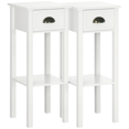 thumbnail image 1 of HOMCOM Side Table Set of 2, Narrow Tall End Table with Drawer and Shelf, 1 of 10