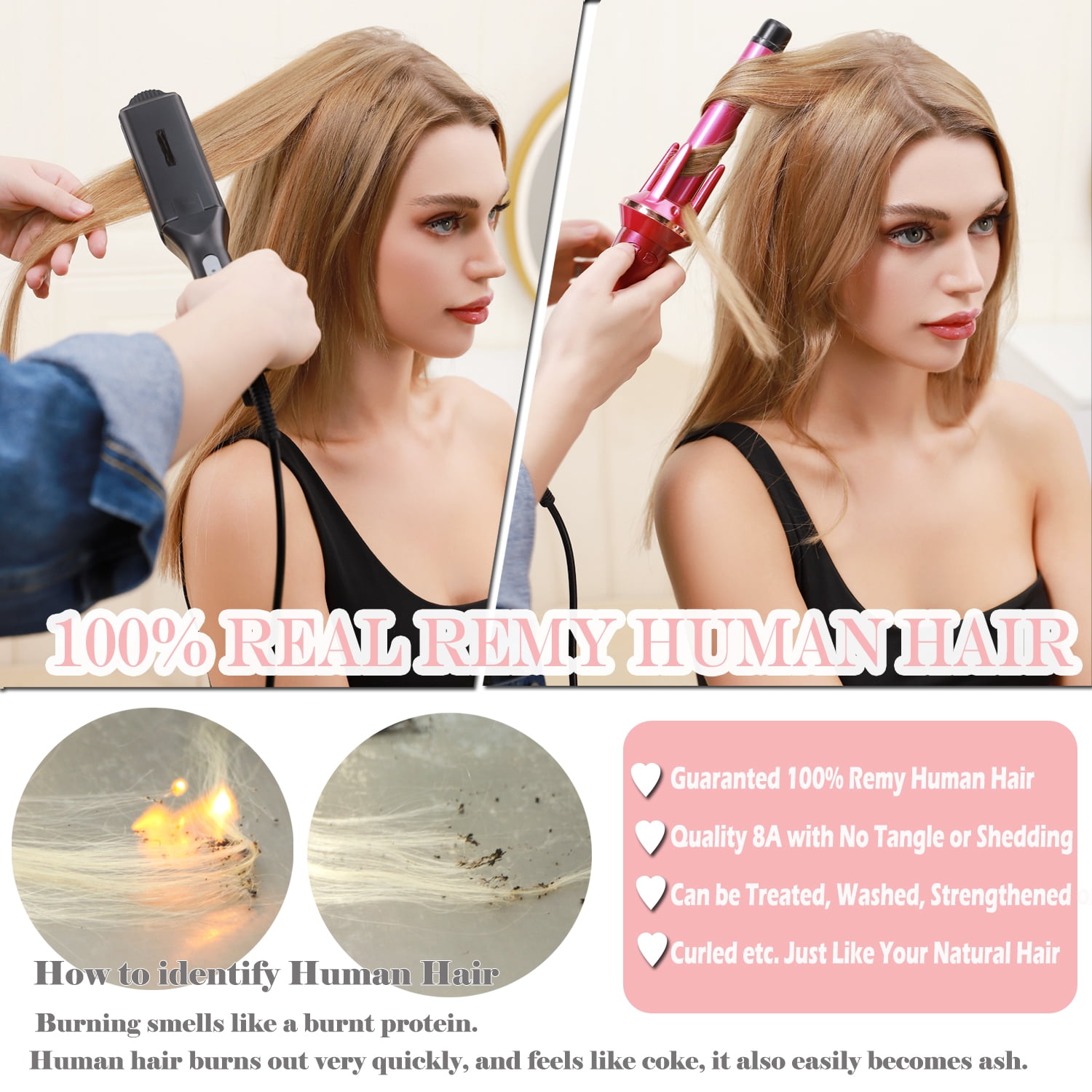 Benehair 100% Real Remy Human Hair Extensions Clip In 8Pcs Hair Weft Full Head Women Highlight Blonde Hair