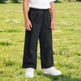 thumbnail image 2 of Krdevn Kids' Solid Color Cotton Gauze Pants, Elastic Waist Loose Wide Leg Summer Pants,Black, 2 of 6