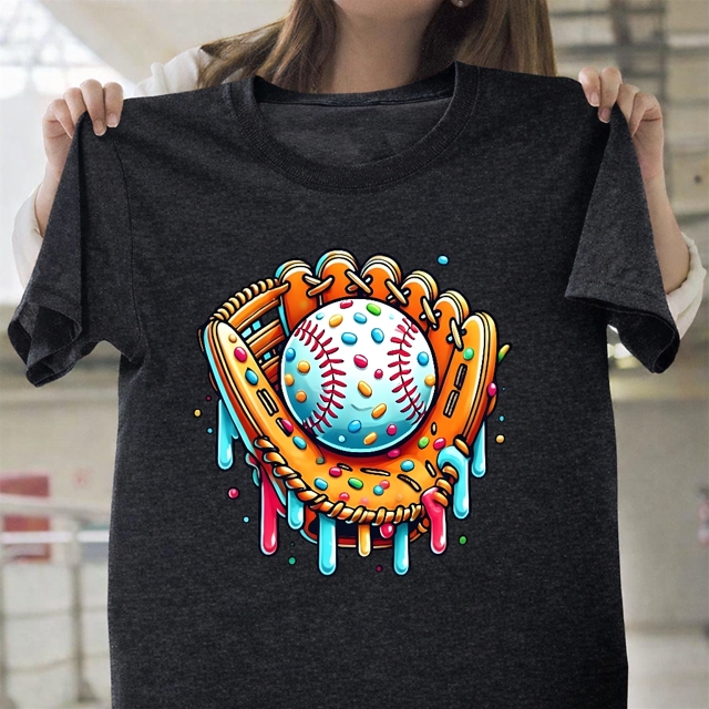 T-Shirt Unisexe Ice Cream Drip Baseball Stuff Fun Sport Rétro Vintage Graphic V17670, jusqu'à la Taille 5TG