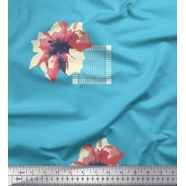 Soimoi Cotton Duck Fabric Square & Floral Artistic Printed Fabric 1 Yard 42 Inch Wide