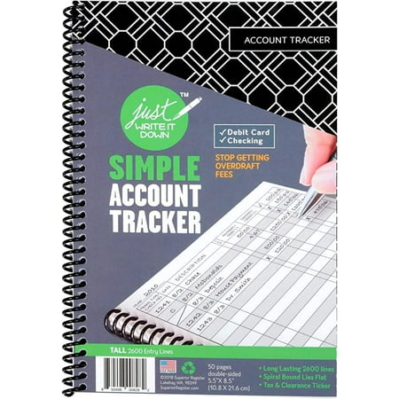 Superior Register Simple Account Tracker, 5.5 x 8.5, Money Ledger, 1 each