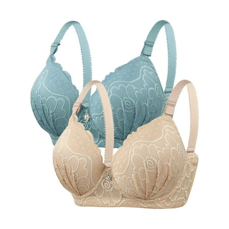 44B Strapless Bras for Plus Size Women Bras No Underwire 46C Push Up Bras for Plus Size Supportive Lifting Front Closure Bras Wide Back Lace Lingerie Bralette