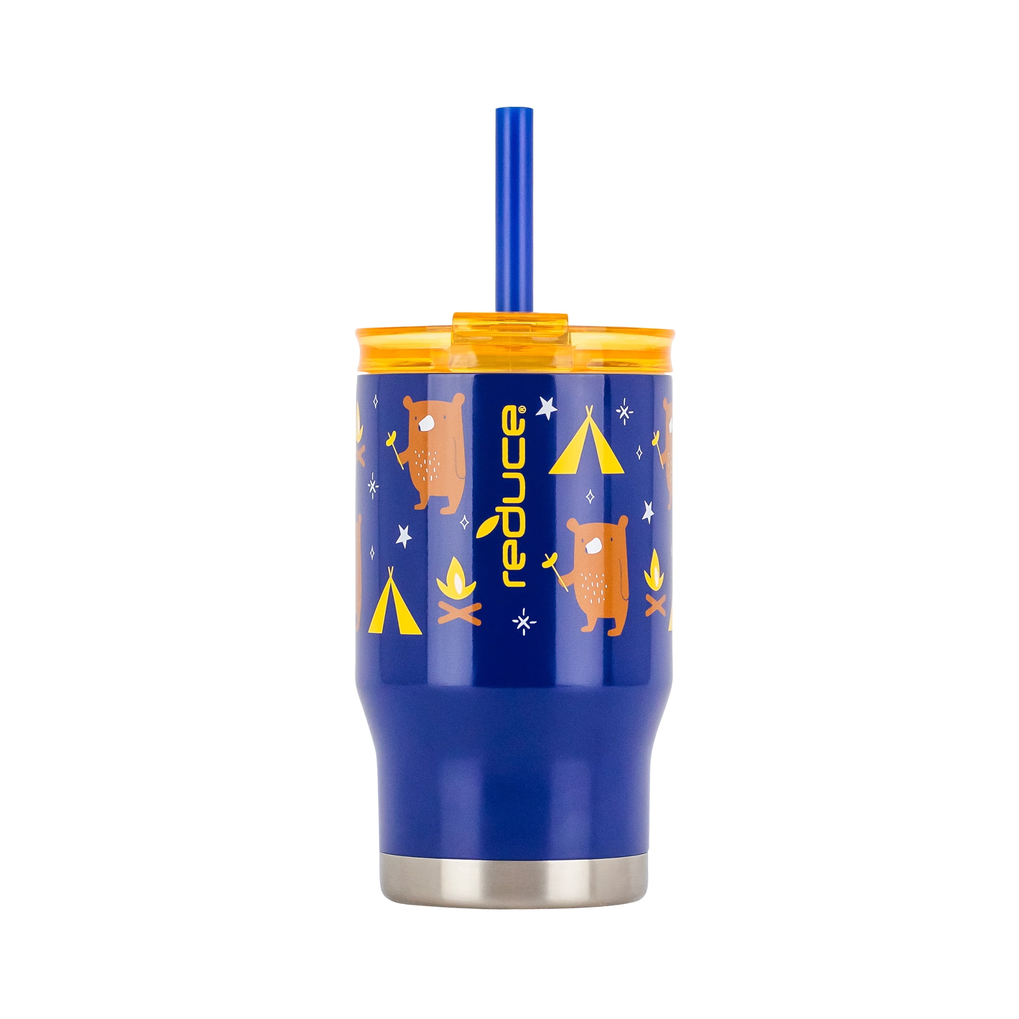 Reduce Coldee 14oz Stainless Steel Kids Tumbler with 3-in-1 Straw Lid, Camping Bears Print