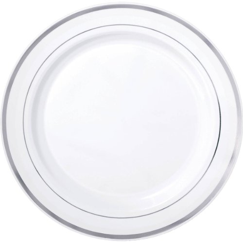amscan Silver Rectangular Plastic Serving Platters-3 Pcs