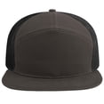 thumbnail image 2 of Toptie 7 Panel Trucker Cap Adjustable Snapback Flat Bill Mesh Back Hip Hop Hat-Charcoal Black, 2 of 7