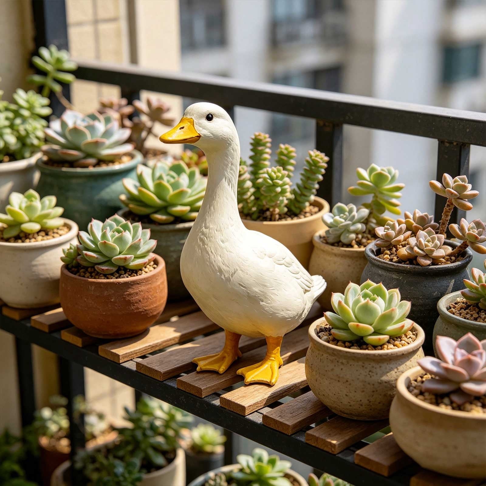 Large Porch Goose Statue, Pure White Resin Goose Garden Decor Figurine for Patio, Yard