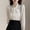 005 White, variant on Women's Bow Tie Neck Elegant Shirts Long Sleeve Blouse Solid Color Business Work Casual Tops
