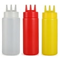thumbnail image 2 of Cheers.US 3 Pcs/Set Plastic Squeeze Squirt Condiment Bottles with Twist on Cap Lids - Top Dispensers for Ketchup Mustard Mayo Hot Sauces Olive Oil - Bulk Clear BPA Free BBQ, 2 of 7