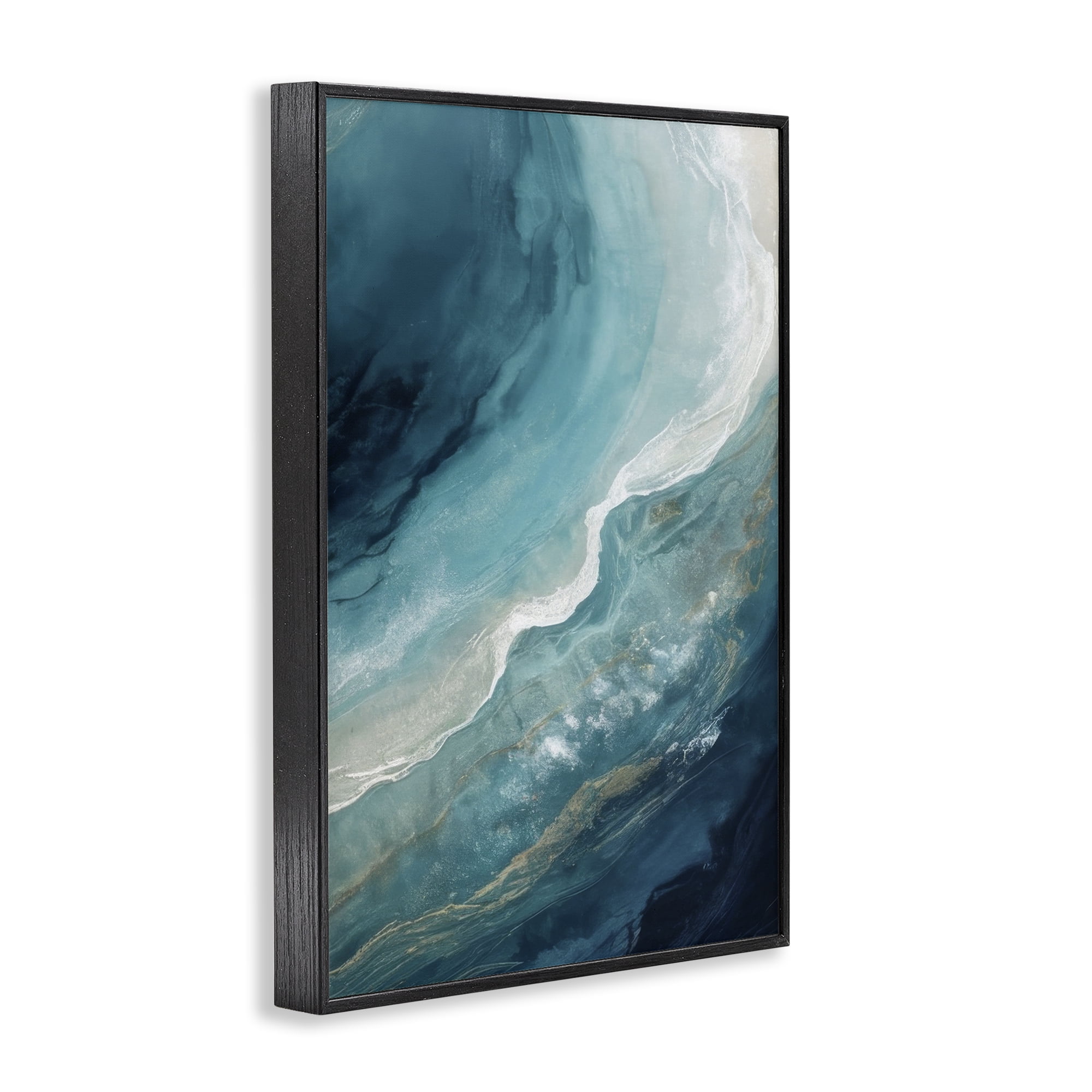 Stupell Industries Splashing Marine Currents Coastal Painting Black Framed Art Print Wall Art, 16 x 24