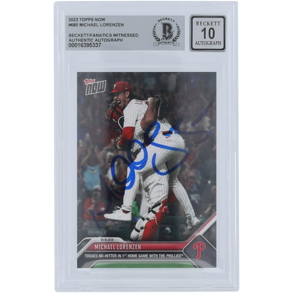 Michael Lorenzen Philadelphia Phillies Autographed 2023 Topps Now Tosses No Hitter #685 Beckett Fanatics Witnessed Authenticated 10 Card - Fanatics Authentic Certified