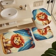 thumbnail image 6 of 4 Pieces Modern Lion Shower Curtain Set Funny Show Animal Rustic Picture on Non-Slip Rugs Toilet Lid Cover Bath Mat and Bathroom Curtain with 12 Hooks,72x72 Inch, 6 of 8