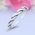 thumbnail image 2 of 3mm Rope Toe Band Ring 925 Sterling Silver Thin Adjustable Stylish Rings For Women, 2 of 5
