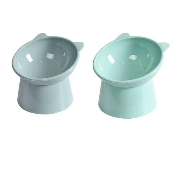ICERUN 2Pcs Raised Cat Bowl Set,Elevated Cat Dishes for Food and Water,Nordic Design with Anti-Tip Feature