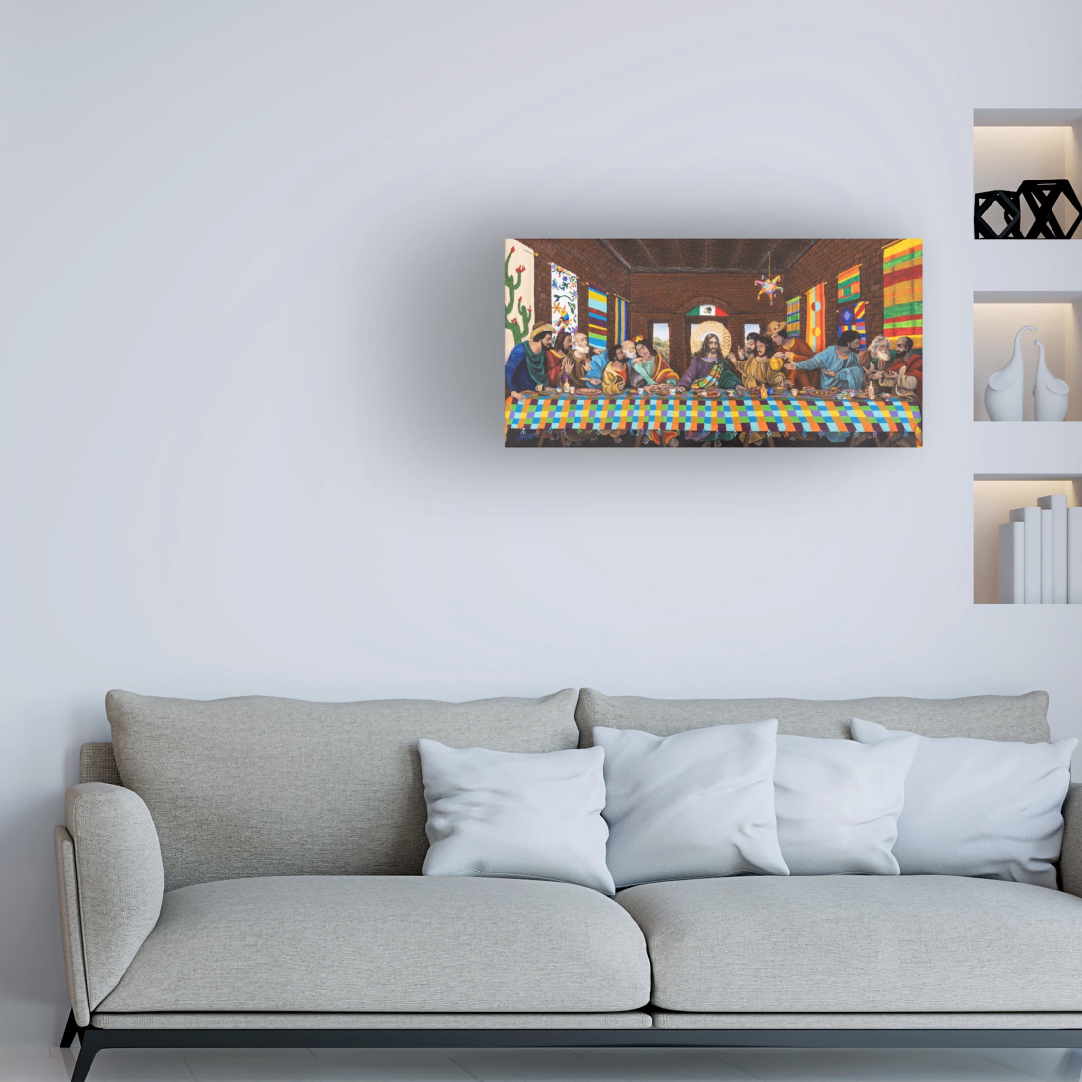 Canvas Wall Art - Charlsie Kelly 'La Ultima Cena en Mexico' Wall Art for Living Room, Bedroom, or Office Décor by Trademark Fine Art - 24 x 12 Inches