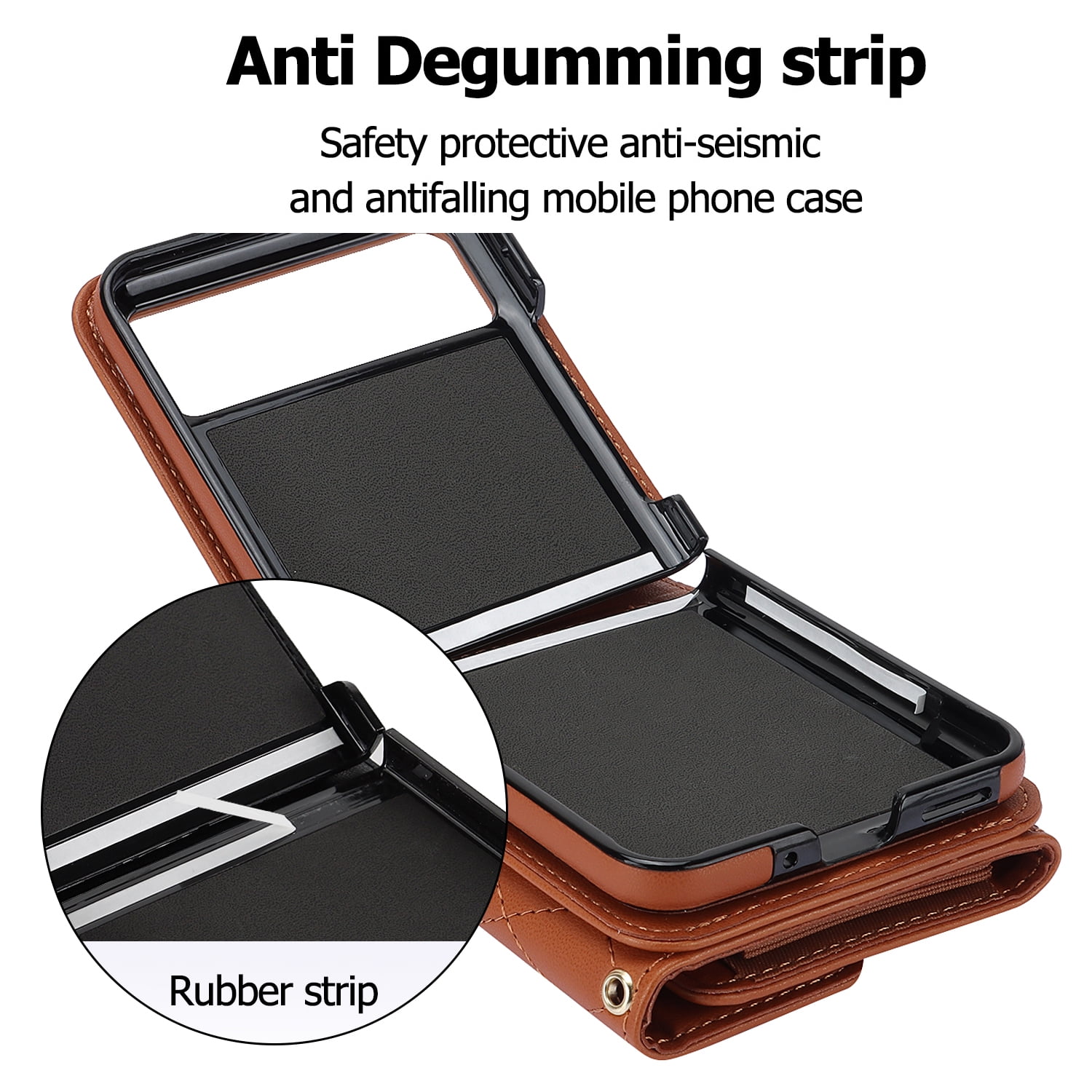 Allytechgroup Moto Razr 2025 Wallet Case with Shoulder Strap, Premium PU Leather Multiple Cards Slots Protective Shockproof Portable Phone Case Cover for Motorola Moto Razr 2025, Brown