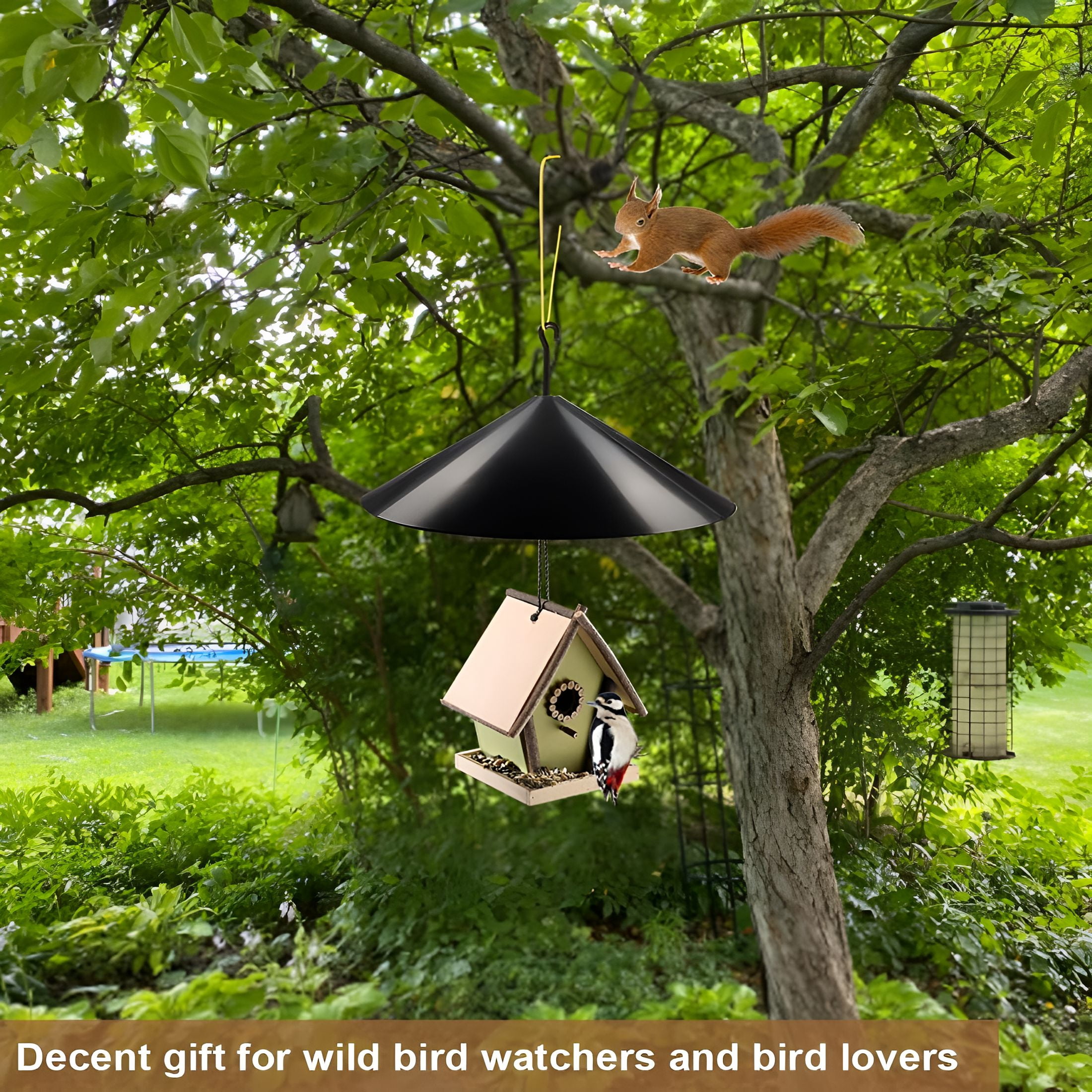 XIBUFE Squirrel Baffle for Bird Feeder Pole,Outside Hanging Mount Bird House Guard for Outdoor Shepherd’S Hook,19 Inch Diameter,1 Pack