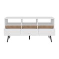 thumbnail image 4 of Ready - to - Assemble TV Stand, 3 Drawers 3 Shelves, Sustainably Made, White/Natural Oak / Access Media Easily, 4 of 4