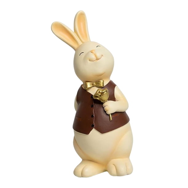 Figuritas Lindo Conejo Estatuilla Escultura Decoraciones Ornamento Decorativo Regalo Estatuilla Regalo Resina Artesanía para Patio Interior Estante Mesa , estilo F Fanmusic Figuritas