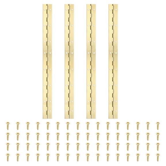 16x1.2 Inch Piano Hinge,4 Pcs Continuous Hinge with Holes for Piano Gate Door Wooden Storage Box Cabinet Boat,Gold