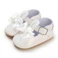 thumbnail image 2 of XIMIN Baby Girls Mary Jane Flats Infant Non-Slip Bowknot Princess Wedding Dress Soft Sole Shoes Toddler PU Leather Baptism Fashion Shoes (0-6 Months, White), 2 of 8
