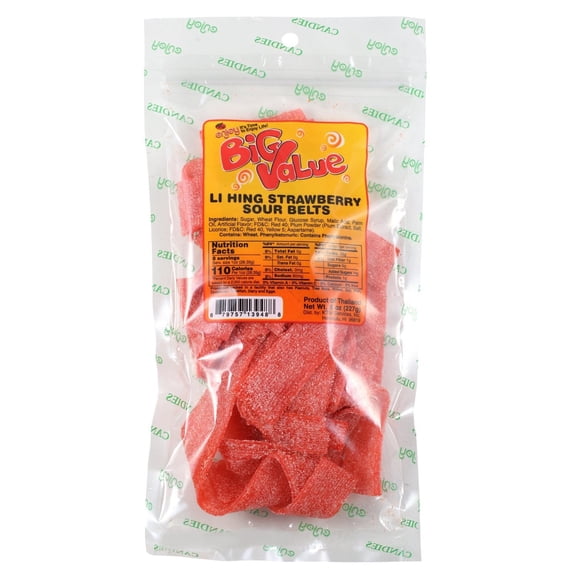 Enjoy BV Li Hing Strawberry Sour Belts (8 oz)
