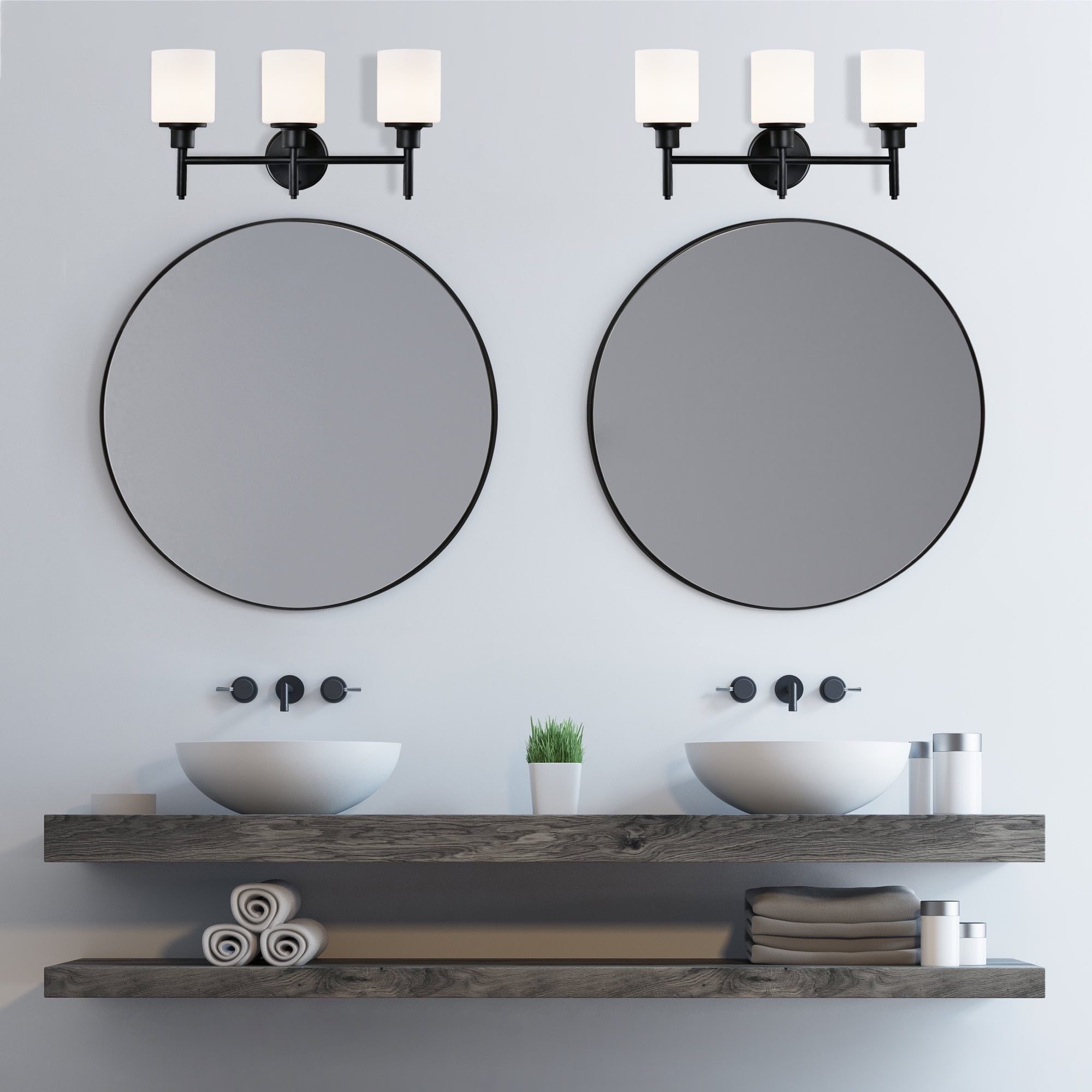 Design House Aubrey 3-Light Dimmable Indoor Bathroom Vanity Light with Frosted Glass