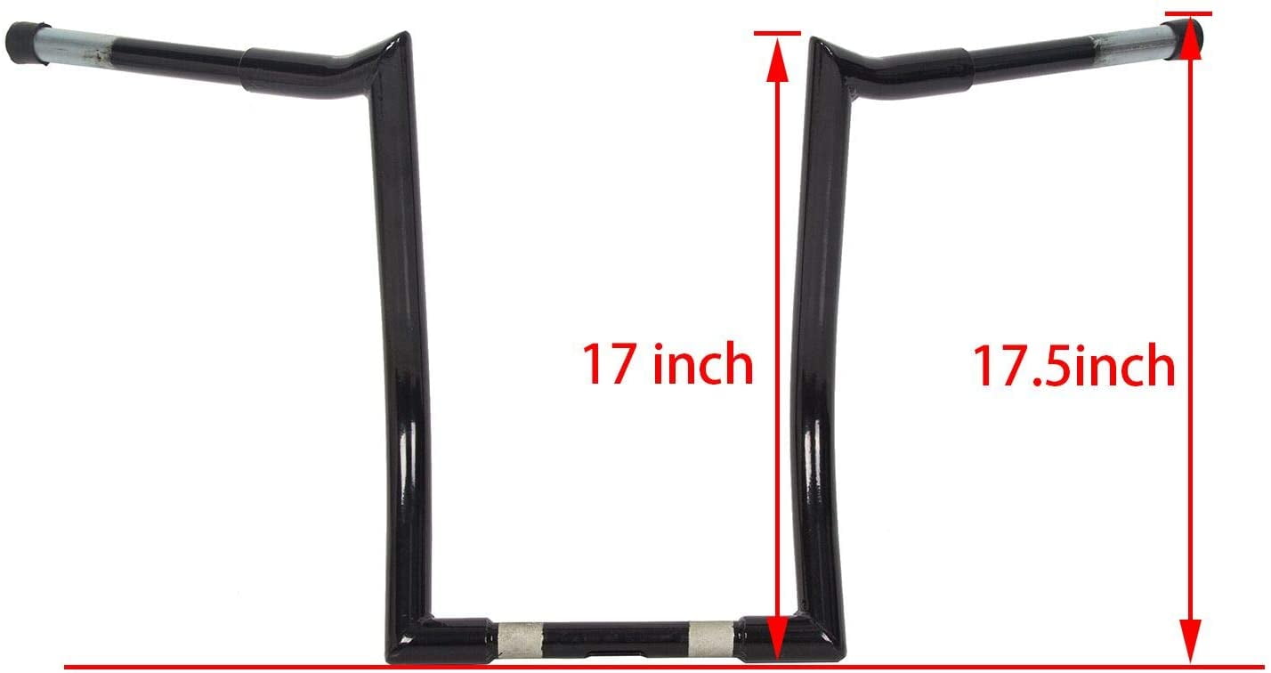 ECOTRIC 17 Inch Rise Ape Hanger Handlebar Z Bar for Victory Cross Country  2010-2017 Motorcycle Black