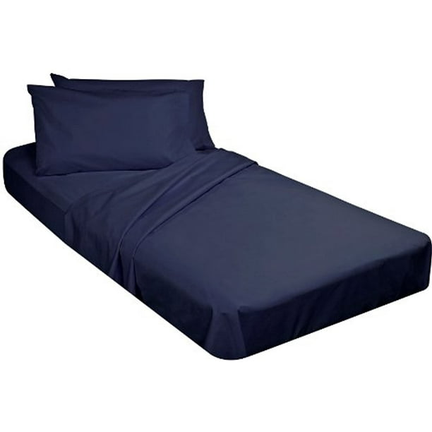 College Dorm Cotton Twin Extra Long 4 Piece Sheet Set Navy Walmart Com Walmart Com