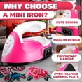 thumbnail image 4 of EXLEAF Mini Iron for Crafting 2.5" X 3.9" - Mini Craft Iron for Patches,Sewing,Quilting with Quick Heat-Up Ceramic Plate & 59" Cord - Designed for Ironing Patches, 4 of 17