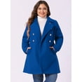thumbnail image 2 of DARING DIVA Women's Plus Size Turn Down Collar Double Breasted A Line Coat 4X Royal Blue, 2 of 6