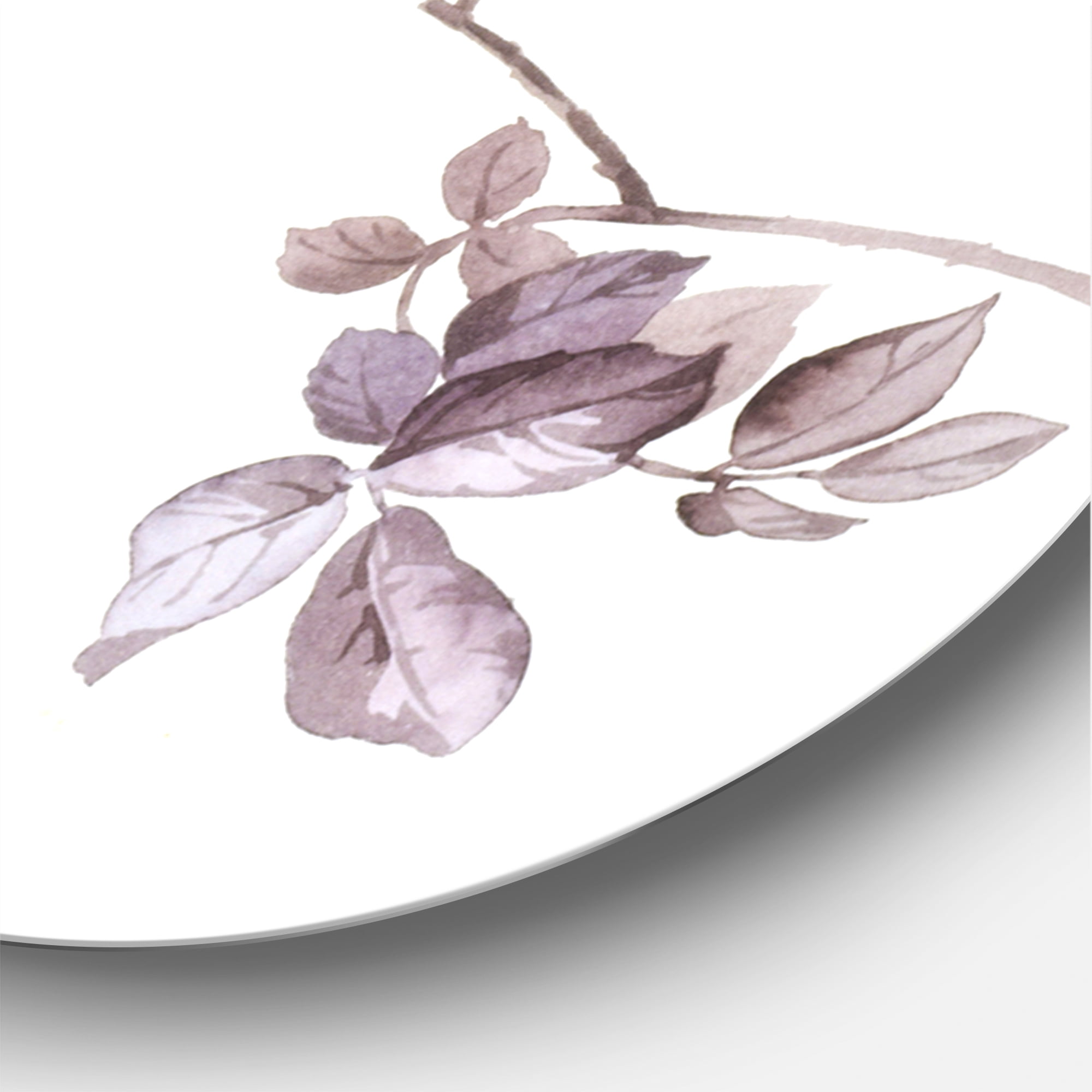 Designart 'Purple Wildflowers On White II' Traditional Circle Metal Wall Art 36x36 - Disc of 36