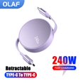 thumbnail image 2 of Cable retráctil Olaf de 240 W de doble tipo C, cable de carga rápida tipo C a tipo C para iPhone 15, Samsung, Xiaomi, Huawei, PD., 2 of 5