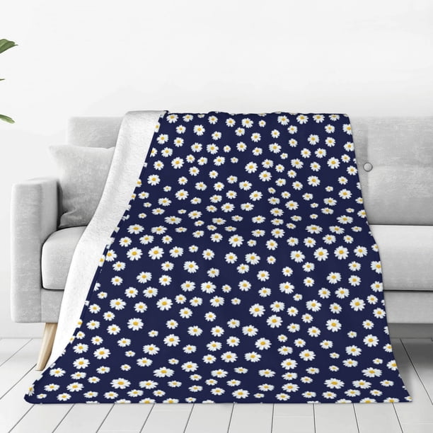 Balery Daisies Flowers Manta de Felpa Suave y Acogedora – Cobija de Franela Aterciopelada para Cama, Lavable y Cálida para Sofá, Mascotas, Transpirable-60"x50"