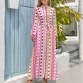 thumbnail image 4 of Pink Dots And Stripes Dress Flowers Hearts Print Elegant Maxi Dress High Waist Long Sleeve Street Fashion Beach Long Dresses, 4 of 5