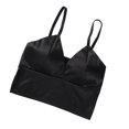 thumbnail image 4 of Sujetador sexy Mujer Chaleco pequeño Tubo sedoso Top Verano Cuello en V Ropa interior, Negro kenally AP001263-02B, 4 of 7