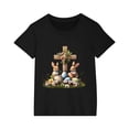 thumbnail image 3 of Aloohaidyvio Easter Cross Shirt Minimalist Easter Cotton Tee for Girls, Small Cross Chest Print - Casual Spring Outfit 3 Years, 3 of 4