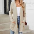 thumbnail image 2 of BXINGOHAI Women's Open Front Cardigan Solid Long Sleeve Tops Soft Comfy Casual Outwear Coats With Pockets Today Beige,L, 2 of 4