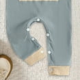 thumbnail image 5 of Gvdentm Newborn Baby Boy Romper Coming Home Outfits Letter Print Bodysuit Jumpsuit+Hat 2PCS Clothes Set(Sky Blue,3-6 Months), 5 of 7