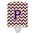 thumbnail image 1 of Carolines Treasures CJ1058-PCNL Letter P Chevron Purple & Gold Ceramic Night Light, 1 of 1