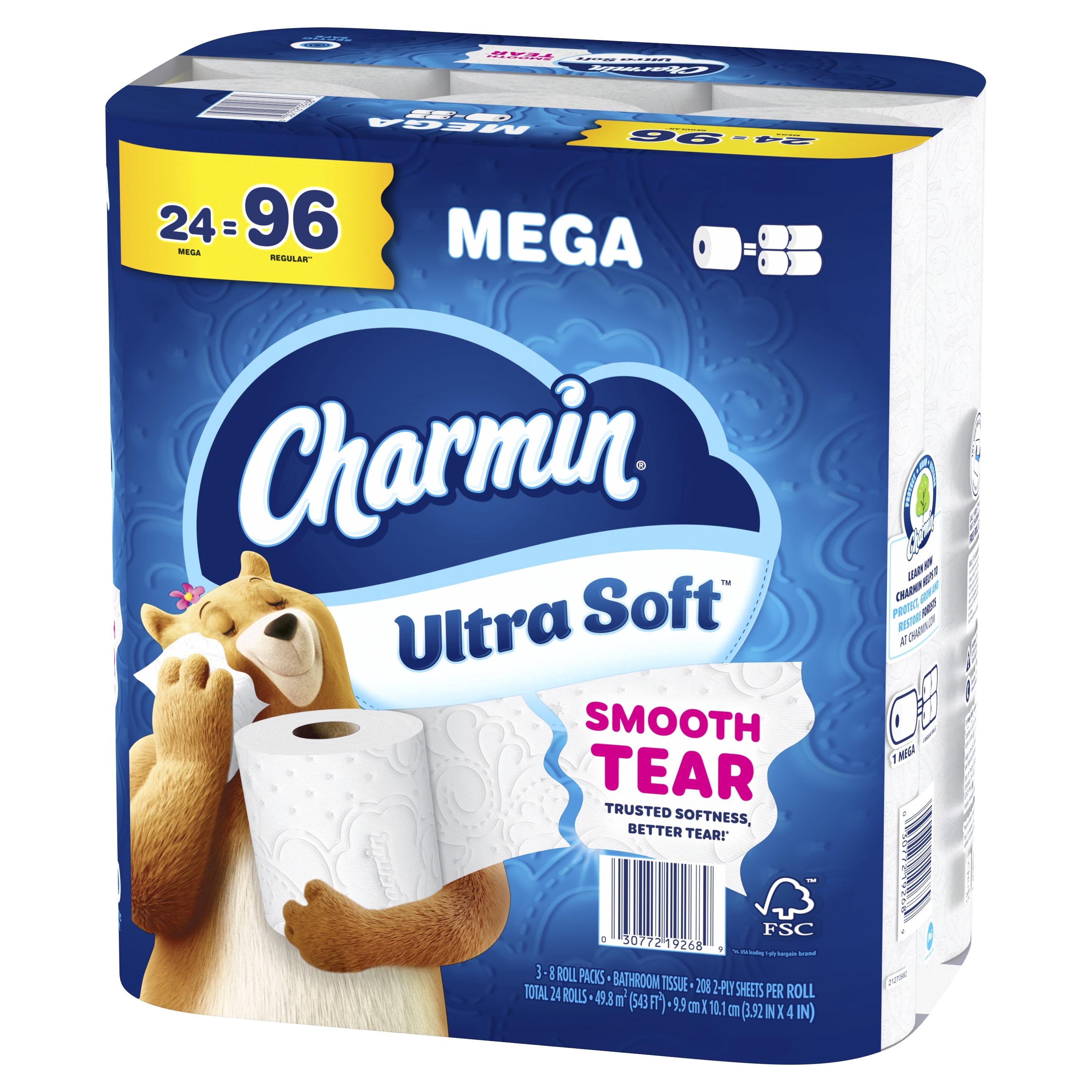 Charmin Ultra Soft Toilet Paper, 24 Mega Rolls, 2-Ply Bath Tissue