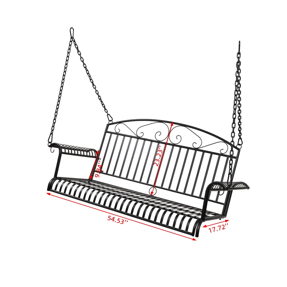 Lowestbest Classic Porch Swing, Metal Double Swing Chair with Curved Armrests for Gardens & Yards, Black(Not included Swing frame) Lowestbest Classic Porch Swing, Metal Double Swing Chair with Curved Armrests for Gardens & Yards, Black(Not included Swing frame)