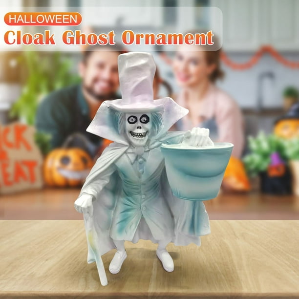 Fiudx Sombrerera de Mansión Embrujada, Adorno Navideño Pintado a Mano, Diseño de Fantasma Iluminado, Decoración Única de Halloween, Detalle Festivo para Patio, Ideal para Regalar, Tamaño 18 X 10 X 5