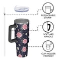 thumbnail image 4 of 40oz Pioneer Flower Floral Print Pattern Insulated Tumbler with Handle, BPA-Free Leak Proof Lid and Straws, Double Wall Vacuum, Hot 12h/Cold 34h, 4 of 6