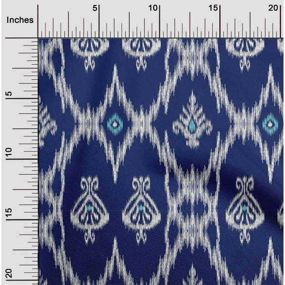 oneOone Cotton Cambric Fabric Geometric Ikat Print Fabric By Yard 56 Inch Wide