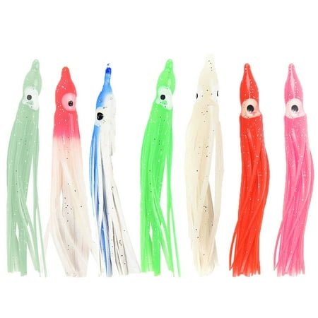 SPRING PARK 10Pcs 9cm Octopus Squid Fishing Lure Skirts-Saltwater Trolling Fishing Lures Soft Plastic Octopus Bait Squid Skirt