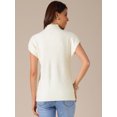 thumbnail image 4 of DARING DIVA Women's Mock Neck Casual Cap Sleeve Knit Tank Tops S White, 4 of 6
