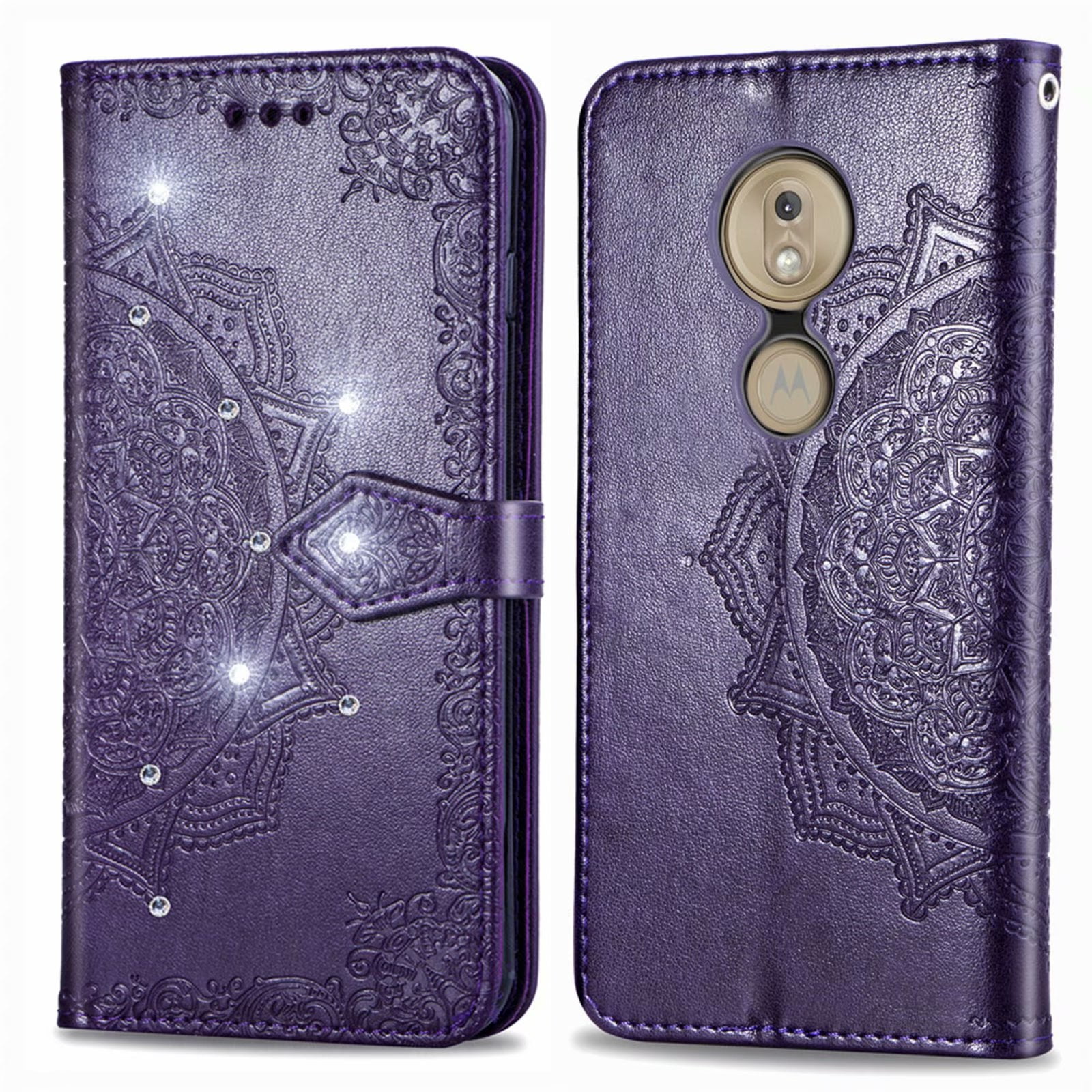 Wallet Case For Motorola Moto g7 play, Dteck Lightweigth Embossed PU  Leather Folio Flip Case Cover With Hand Strap,Black - Walmart.com