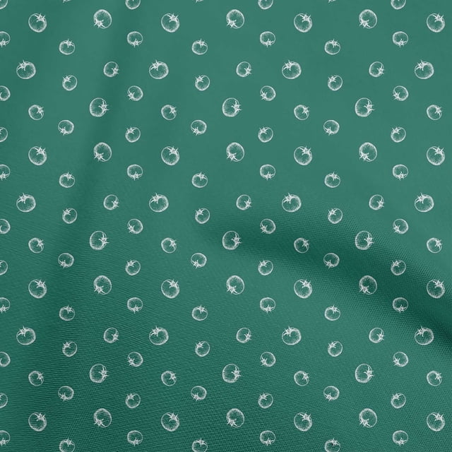 oneOone Rayon Teal Green Fabric Fruits Sewing Material Print Fabric By The Yard 56 Inch Wide